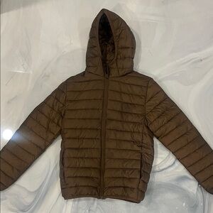 H&M Men's Brown Hooded Puffer Jacket - XS